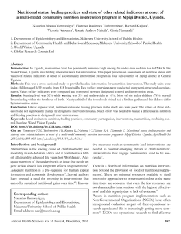 Nutritional Status, Feeding Practices and State