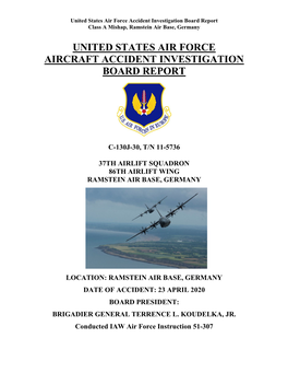 United States Air Force Aircraft Accident Investigation Board Report