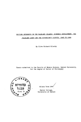 By Clive Richard Ellerby Thesis Submitted to the Faculty of Modern History, Oxford University, for the Degree of Doctor of Philo