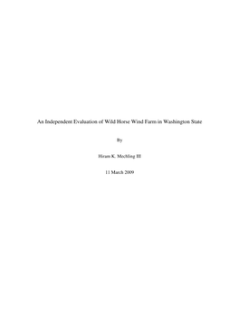 An Independent Evaluation of Wild Horse Wind Farm in Washington State