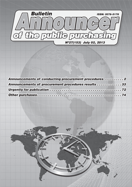 Of the Public Purchasing Announcernº27(153) July 02, 2013