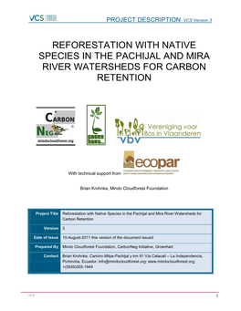 Reforestation with Native Species in the Pachijal and Mira River Watersheds for Carbon Retention