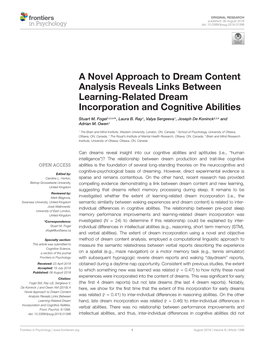 A Novel Approach to Dream Content Analysis Reveals Links Between Learning-Related Dream Incorporation and Cognitive Abilities