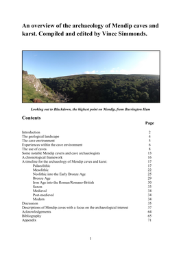 An Overview of the Archaeology of Mendip Caves and Karst