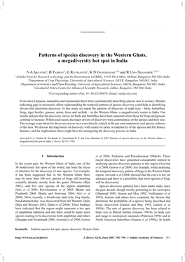 Patterns of Species Discovery in the Western Ghats, a Megadiversity Hot Spot in India