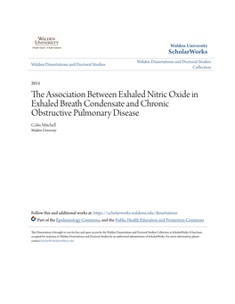 The Association Between Exhaled Nitric Oxide in Exhaled Breath Condensate and Chronic Obstructive Pulmonary Disease Colin Mitchell Walden University