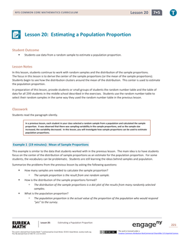 Engageny Curriculum: Mathematics, Grade 7, Module 5, Lesson 20