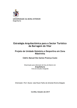 Estratégia Arquitectónica Para O Sector Turístico Da Barragem Do Vilar