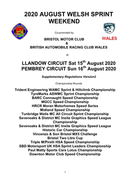 2020 August Welsh Sprint Weekend