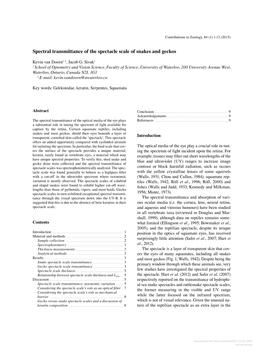 Downloaded from Brill.Com09/23/2021 02:50:16PM Via Free Access 2 Van Doorn & Sivak – Spectral Transmittance of the Spectacle Scale