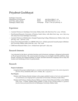 Priyabrat Gochhayat: Curriculum Vitae