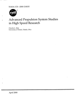 Advanced Propulsion System Studies in High Speed Research