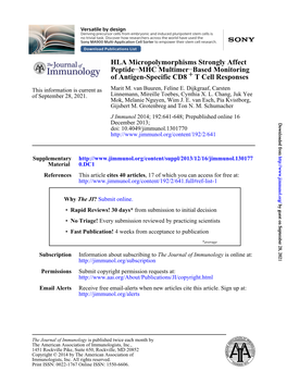 MHC Multimer − Peptide HLA Micropolymorphisms Strongly Affect