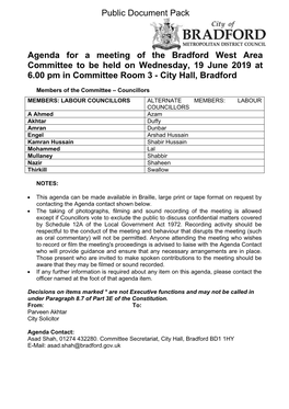 (Public Pack)Agenda Document for Bradford West Area Committee, 19