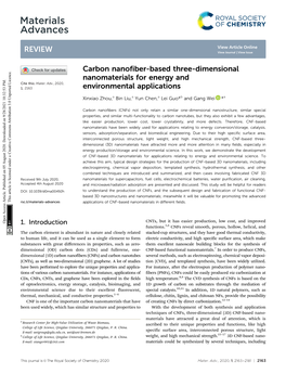 Carbon Nanofiber-Based Three-Dimensional Nanomaterials for Energy and Cite This: Mater