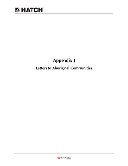 Appendix J Letters to Aboriginal Communities