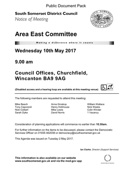 (Public Pack)Agenda Document for Area East Committee, 10/05/2017