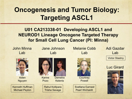 Oncogenesis and Tumor Biology: Targeting ASCL1