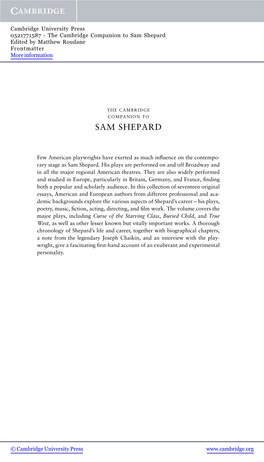 Sam Shepard Edited by Matthew Roudane Frontmatter More Information