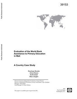 Evaluation of the World Bank Assistance