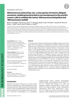 Nitrosococcus Watsonii Sp. Nov., a New Species of Marine Obligate