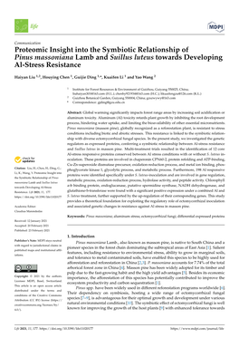 Proteomic Insight Into the Symbiotic Relationship of Pinus Massoniana Lamb and Suillus Luteus Towards Developing Al-Stress Resistance