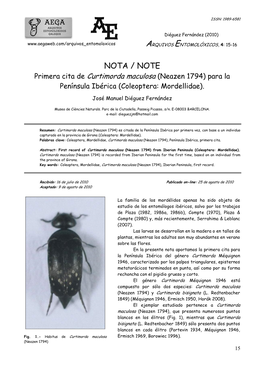 NOTA / NOTE Primera Cita De Curtimorda Maculosa (Neazen 1794) Para La Península Ibérica (Coleoptera: Mordellidae)