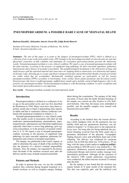 Pneumopericardium: a Possible Rare Cause of Neonatal Death