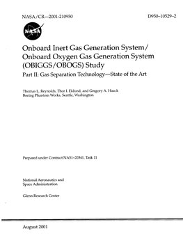 Onboard Inert Gas Generation System/ Onboard Oxygen Gas Generation System (OBIGGS/OBOGS) Study Part II: Gas Separation Technology--State of the Art