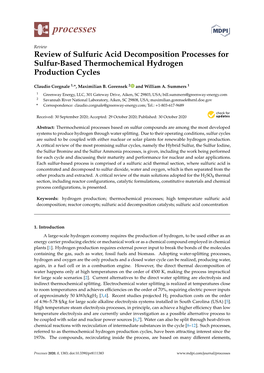 Review of Sulfuric Acid Decomposition Processes for Sulfur-Based Thermochemical Hydrogen Production Cycles