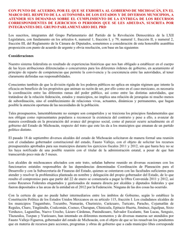 11.- Ppa Exhorta Al Gobierno De Michoacán, En El Marco