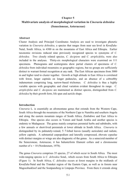 Multivariate Analysis of the Variation in Cineraria Deltoidea