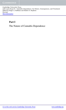 Part I the Nature of Cannabis Dependence