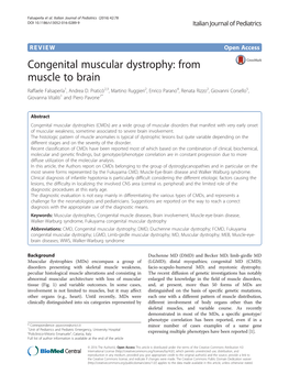Congenital Muscular Dystrophy: from Muscle to Brain Raffaele Falsaperla1, Andrea D