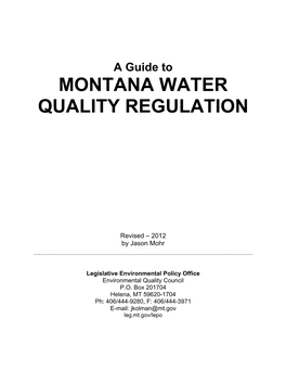 Montana Water Quality Regulation