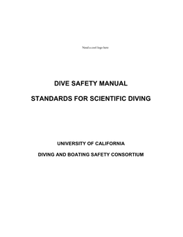 UC Consortium Diving Manual