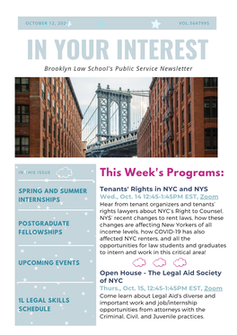 IN YOUR INTEREST Brooklyn Law School's Public Service Newsletter