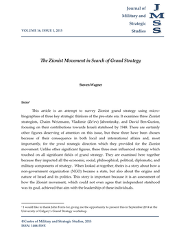 The Zionist Movement in Search of Grand Strategy