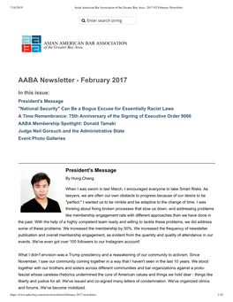 AABA Newsletter - February 2017