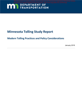 Minnesota Tolling Study Report