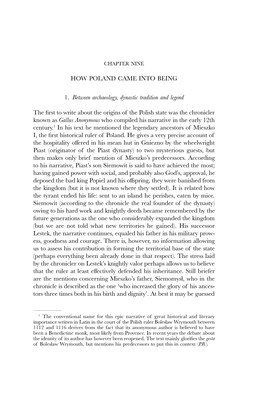 HOW POLAND CAME INTO BEING 1. Between Archaeology, Dynastic