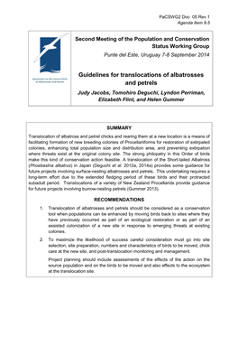 Guidelines for Translocations of Albatrosses and Petrels