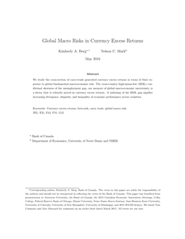 Global Macro Risks in Currency Excess Returns