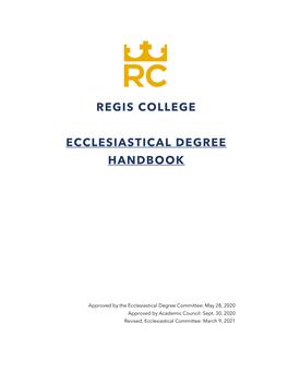 Regis College Ecclesiastical Degree Handbook