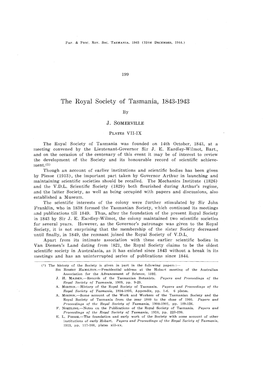 The Royal Society of Tasmania, 1843-1943