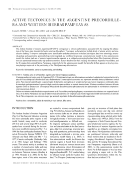 Active Tectonics in the Argentine Precordille- Ra and Western Sierras Pampeanas