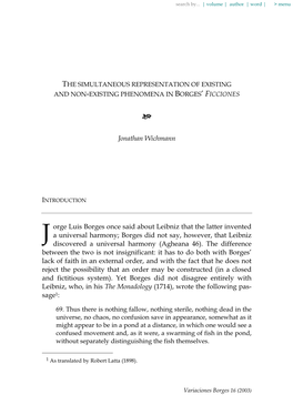 The Simultaneous Representation of Existing and Non-Existing Phenomena in Borges' Ficciones