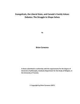 Evangelicals, the Liberal State, and Canada's Family