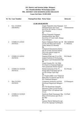 Prl. District and Session Judge, Belagavi. Sri. Chandrashekhar Mrutyunjaya Joshi PRL