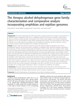 The Xenopus Alcohol Dehydrogenase Gene Family